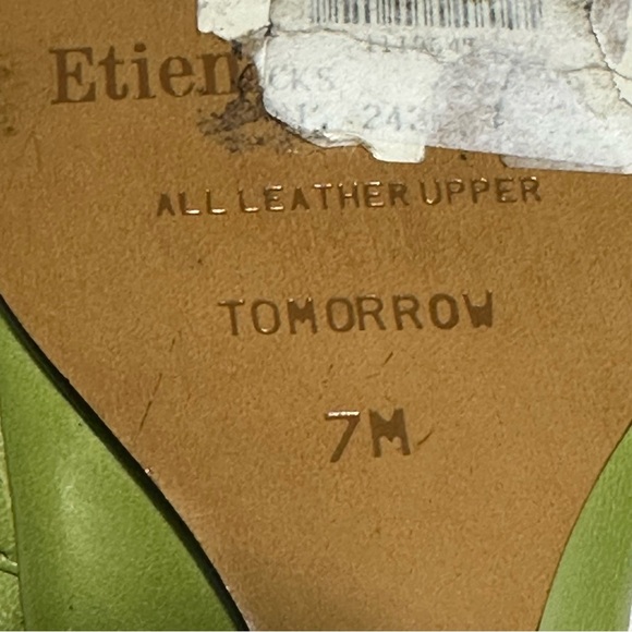 Etienne Aigner Lime Green Wedge Heel Sandals Size 7 Vintage - Picture 8 of 14